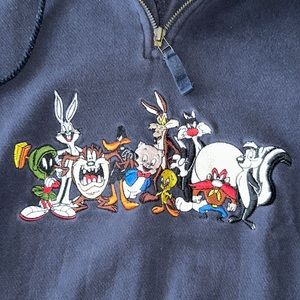 Women’s Warner Bros vintage navy blue hooded sweatshirt size XS